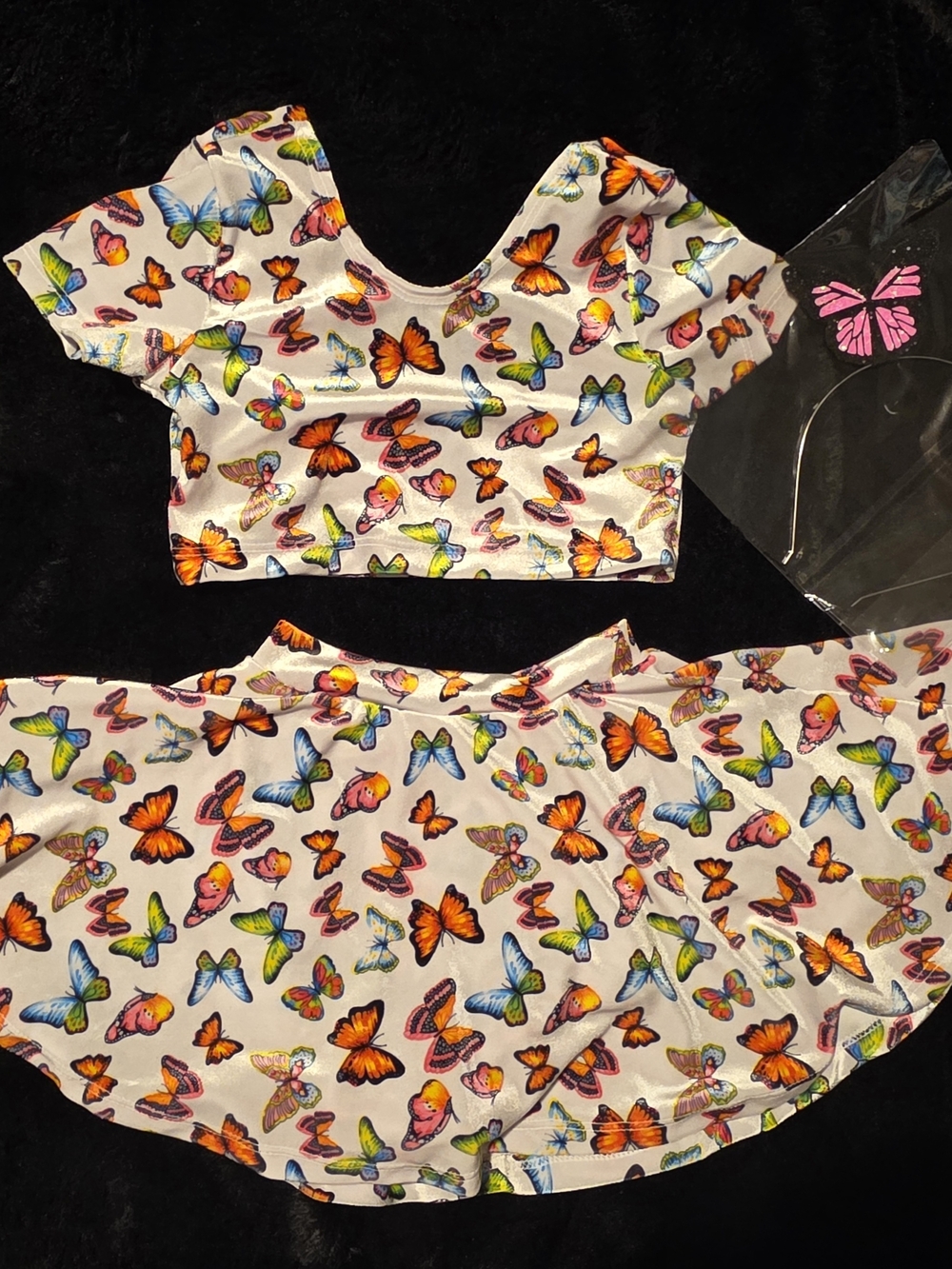 Spoiled And Flashy Velvet Butterfly 2 Piece Set W/Free Headband!